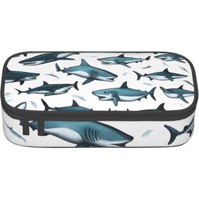 BGSHJVF Trousse à crayons haute capacité en tissu Oxford avec motifs de requins avec différents gestes imprimés, plusieurs compartiments, design élégant BGSHJVF Trousse à crayons haute capacité en tissu Oxford avec motifs de requins avec différents gestes imprimés, plusieurs compartiments, design élégant