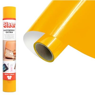 SISER ® EasyWeed® Extra Jaune, 30 cm x 0,5 m, vinyle thermotransférable pour personnaliser nylon, cuir, tissus traités SISER ® EasyWeed® Extra Jaune, 30 cm x 0,5 m, vinyle thermotransférable pour personnaliser nylon, cuir, tissus traités