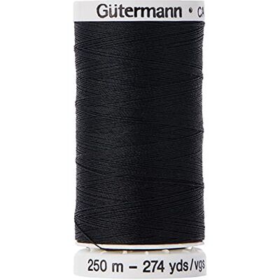 Gütermann Gutermann Fil à coudre en polyester, noir, 250 m, 5,5 x 2,5 x 2,5 cm Gütermann Gutermann Fil à coudre en polyester, noir, 250 m, 5,5 x 2,5 x 2,5 cm