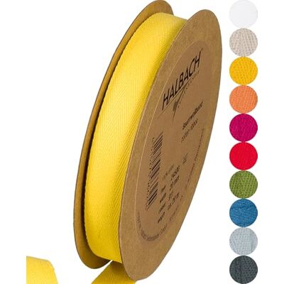 Halbach Seidenbänder Ruban en coton 20 mm x 20 m Ruban tissé 100% coton Vendu au mètre Ruban en tissu pour décorations, bricolage, artisanat, couture Couleur : jaune Halbach Seidenbänder Ruban en coton 20 mm x 20 m Ruban tissé 100% coton Vendu au mètre Ruban en tissu pour décorations, bricolage, artisanat, couture Couleur : jaune