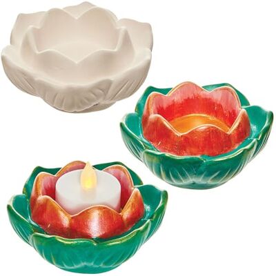 Baker Ross FN375 Porte-bougies à réchaud en céramique Lotus Lot de 2, peinture sur céramique pour les enfants, porte-bougies à peindre pour les enfants Baker Ross FN375 Porte-bougies à réchaud en céramique Lotus Lot de 2, peinture sur céramique pour les enfants, porte-bougies à peindre pour les enfants