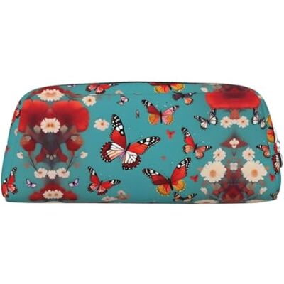 YQxwJL Trousse à crayons de grande capacité avec fermeture éclair En cuir durable Motif poule et papillons volants parmi les fleurs YQxwJL Trousse à crayons de grande capacité avec fermeture éclair En cuir durable Motif poule et papillons volants parmi les fleurs