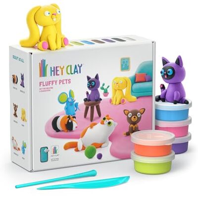 HEY CLAY Animaux Doux – 15 Boîtes de Pâte à Modeler Auto-durcissante pour Enfants avec Application Interactive – Kit Créatif et Éducatif d’Activités Manuelles HEY CLAY Animaux Doux – 15 Boîtes de Pâte à Modeler Auto-durcissante pour Enfants avec Application Interactive – Kit Créatif et Éducatif d’Activités Manuelles