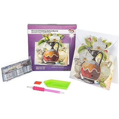 Ideen mit Herz Diamond Painting Carte à poser 370 g/m² 16,3 cm x 16 cm avec enveloppe et outils (orchidées dans un vase) Ideen mit Herz Diamond Painting Carte à poser 370 g/m² 16,3 cm x 16 cm avec enveloppe et outils (orchidées dans un vase)