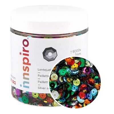 INNSPIRO Mélange de paillettes argentées 7 mm. 120 g. INNSPIRO Mélange de paillettes argentées 7 mm. 120 g.