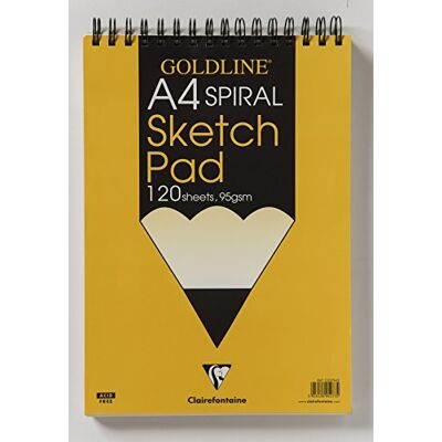 Clairefontaine Réf GSSPA4Z – Bloc de croquis collé Goldline (120 feuilles) – Format A4, 95 g/m², sans acide – Convient pour les croquis avec crayon, stylo, charbon de bois et pastels Clairefontaine Réf GSSPA4Z – Bloc de croquis collé Goldline (120 feuilles) – Format A4, 95 g/m², sans acide – Convient pour les croquis avec crayon, stylo, charbon de bois et pastels