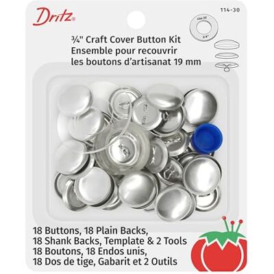 Dritz Kits de boutons de protection pour loisirs créatifs, 18/paquet, alliage d'acier, nickel, taille 30 (3/4") Dritz Kits de boutons de protection pour loisirs créatifs, 18/paquet, alliage d'acier, nickel, taille 30 (3/4")