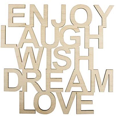 Rayher Lettres en Bois Enjoy, Laugh, Wish - Lettres en Bois Rayher Lettres en Bois Enjoy, Laugh, Wish - Lettres en Bois