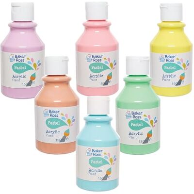 Baker Ross VC242 Pack de peintures acryliques pastel Lot de 6, Peintures acryliques pastel pour loisirs créatifs Baker Ross VC242 Pack de peintures acryliques pastel Lot de 6, Peintures acryliques pastel pour loisirs créatifs