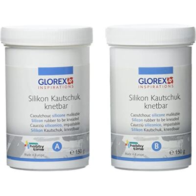 GLOREX Pâte à modeler en silicone 300 g 2 composants 2 x 150 g Multicolore 10 x 12 x 7 cm GLOREX Pâte à modeler en silicone 300 g 2 composants 2 x 150 g Multicolore 10 x 12 x 7 cm