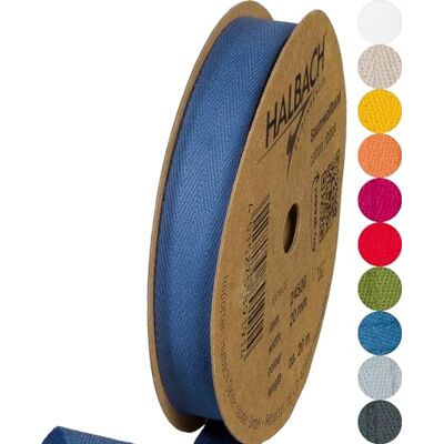 Halbach Seidenbänder Ruban en coton 20 mm x 20 m Ruban tissé 100% coton Vendu au mètre Ruban en tissu pour décorations, bricolage, artisanat, biais, couture Couleur : bleu jean Halbach Seidenbänder Ruban en coton 20 mm x 20 m Ruban tissé 100% coton Vendu au mètre Ruban en tissu pour décorations, bricolage, artisanat, biais, couture Couleur : bleu jean