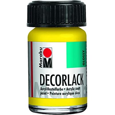Marabu 11300039019 – Vernis décoratif acrylique jaune 019, 15 ml, vernis acrylique brillant à base d'eau, résistant aux intempéries, résistant à la salive, pour peinture, pochoir et découpage Marabu 11300039019 – Vernis décoratif acrylique jaune 019, 15 ml, vernis acrylique brillant à base d'eau, résistant aux intempéries, résistant à la salive, pour peinture, pochoir et découpage