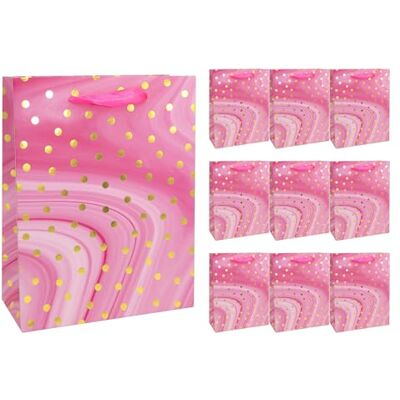 Idena 30377-10 Lot de 10 sacs cadeaux en papier rose à pois dorés 18 x 8 x 23 cm Idena 30377-10 Lot de 10 sacs cadeaux en papier rose à pois dorés 18 x 8 x 23 cm