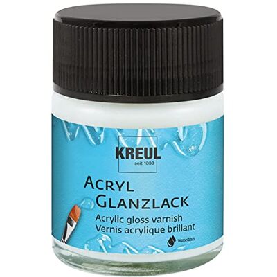 KREUL 79401 Laque acrylique claire et brillante 50 ml pot en verre Laque de finition et de protection à base d'eau pour objets peints entièrement secs, Glossy Transparent KREUL 79401 Laque acrylique claire et brillante 50 ml pot en verre Laque de finition et de protection à base d'eau pour objets peints entièrement secs, Glossy Transparent