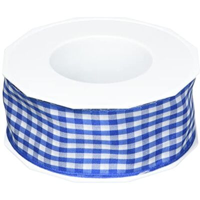 Ruban décoratif à carreaux Vichy bleu/blanc avec bord en fil de fer - 20m Ruban décoratif à carreaux Vichy bleu/blanc avec bord en fil de fer - 20m