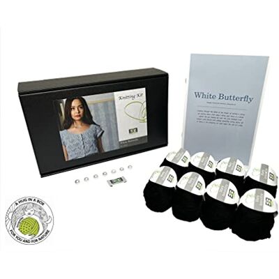 DesignEtte Kit de tricot avec paillettes et papillons blancs 2XL/3XL Noir DesignEtte Kit de tricot avec paillettes et papillons blancs 2XL/3XL Noir