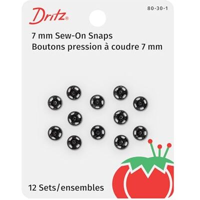 Dritz 80-30-1 Lot de 12 boutons-pression à coudre Noir Taille 3/0 Dritz 80-30-1 Lot de 12 boutons-pression à coudre Noir Taille 3/0