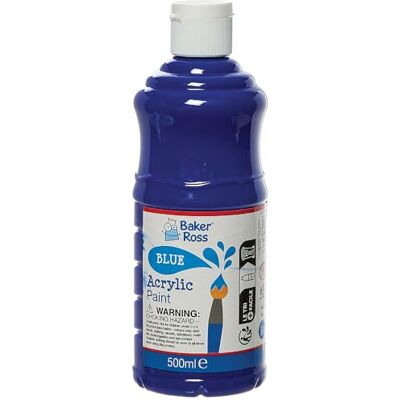 Baker Ross FN507 Peinture acrylique bleue 500 ml Lot de 1, peinture pour les arts plastiques, peinture pour enfants Baker Ross FN507 Peinture acrylique bleue 500 ml Lot de 1, peinture pour les arts plastiques, peinture pour enfants