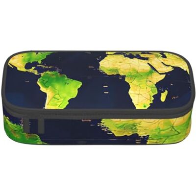 BGSHJVF Trousse à crayons haute capacité en tissu Oxford avec imprimé carte du monde Plusieurs compartiments Design élégant BGSHJVF Trousse à crayons haute capacité en tissu Oxford avec imprimé carte du monde Plusieurs compartiments Design élégant