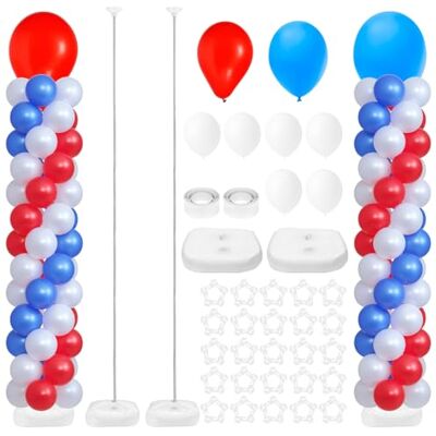 QWORK ® Lot de 2 supports de colonnes de ballons réglables de 53 cm à 206 cm en métal pour fête, anniversaire, décoration de mariage QWORK ® Lot de 2 supports de colonnes de ballons réglables de 53 cm à 206 cm en métal pour fête, anniversaire, décoration de mariage