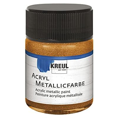 KREUL 77583 – Peinture acrylique métallisée 50 ml en verre bronze doré, peinture acrylique glamour avec effet métallique à base d'eau, couvrante crémeuse, séchage rapide et imperméable KREUL 77583 – Peinture acrylique métallisée 50 ml en verre bronze doré, peinture acrylique glamour avec effet métallique à base d'eau, couvrante crémeuse, séchage rapide et imperméable