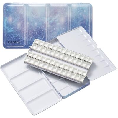 MEEDEN Palette Aquarelle Vide de Poche: Boîte Aquarelle de Voyage en Métal avec 48 Demi-godets Palette de Peinture Portable pour Artistes et Amateurs de Peinture MEEDEN Palette Aquarelle Vide de Poche: Boîte Aquarelle de Voyage en Métal avec 48 Demi-godets Palette de Peinture Portable pour Artistes et Amateurs de Peinture