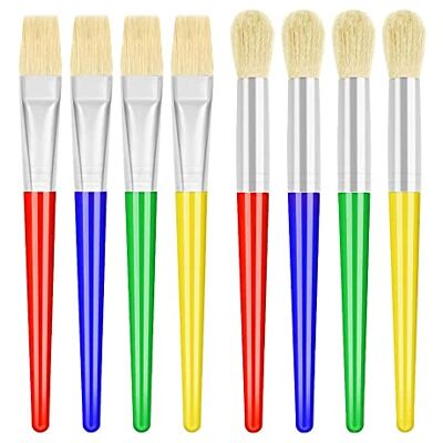Lahviuu Lot de 8 pinceaux pour enfants Pour les tout-petits Pour peinture acrylique, gouache, peinture à l'huile débutant (4 têtes plates et 4 têtes rondes) Lahviuu Lot de 8 pinceaux pour enfants Pour les tout-petits Pour peinture acrylique, gouache, peinture à l'huile débutant (4 têtes plates et 4 têtes rondes)