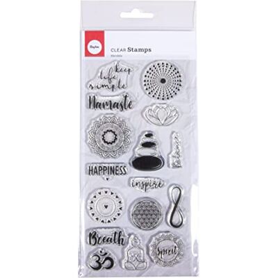 Rayher Clear Stamps 50255000 Mandala, feuille 97 x 205 mm, 16 motifs, transparent, tampons transparents, tampon en silicone Rayher Clear Stamps 50255000 Mandala, feuille 97 x 205 mm, 16 motifs, transparent, tampons transparents, tampon en silicone
