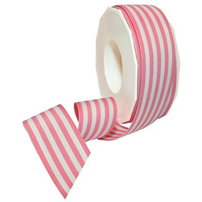 Morex Ruban gros-grain rayé en polyester, décorations de fête, emballage cadeau, motifs amusants, 3,8 cm x 18,1 m, rose Morex Ruban gros-grain rayé en polyester, décorations de fête, emballage cadeau, motifs amusants, 3,8 cm x 18,1 m, rose