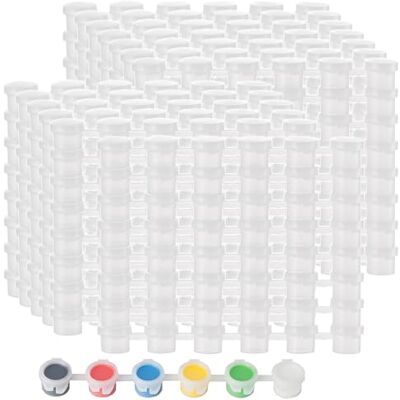 PUCSIQ Lot de 600 mini pots de peinture vides en plastique avec couvercle 3 ml 100 bandes de peinture vides Pour peinture, peinture acrylique PUCSIQ Lot de 600 mini pots de peinture vides en plastique avec couvercle 3 ml 100 bandes de peinture vides Pour peinture, peinture acrylique
