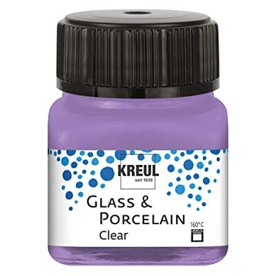 KREUL 16295 Glass & Porcelain Clear Lilas, dans un verre de 20 ml, peinture transparente pour verre et porcelaine à base d'eau, séchage rapide, transparent KREUL 16295 Glass & Porcelain Clear Lilas, dans un verre de 20 ml, peinture transparente pour verre et porcelaine à base d'eau, séchage rapide, transparent