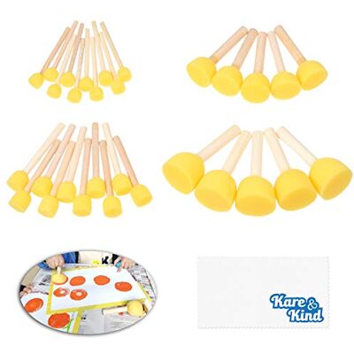 Kare & Kind Ensemble de 30 brosses à éponges Rondes Outils de Peinture pour Les Arts, l'artisanat, Les pochoirs, Les Graffitis Tailles Assorties Brosse en Mousse et Manche en Bois Kare & Kind Ensemble de 30 brosses à éponges Rondes Outils de Peinture pour Les Arts, l'artisanat, Les pochoirs, Les Graffitis Tailles Assorties Brosse en Mousse et Manche en Bois