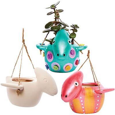 Baker Ross FX578 Pots de fleurs suspendus en céramique Dinosaure Boîte de 2, Peignez votre propre pot de fleurs Baker Ross FX578 Pots de fleurs suspendus en céramique Dinosaure Boîte de 2, Peignez votre propre pot de fleurs
