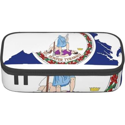 BGSHJVF Trousse à crayons haute capacité en tissu Oxford avec motif carte de l'État de Virginie Plusieurs compartiments Design élégant BGSHJVF Trousse à crayons haute capacité en tissu Oxford avec motif carte de l'État de Virginie Plusieurs compartiments Design élégant