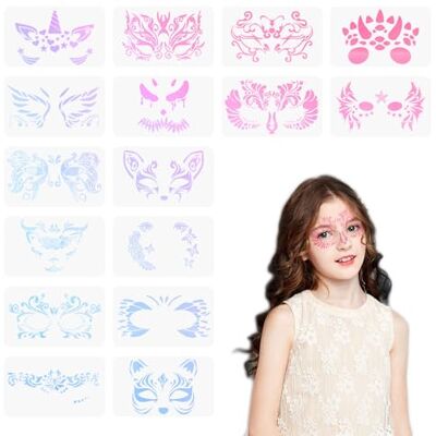 Vordpe 16 pochoirs de maquillage pour enfants enfants Halloween vacances maquillage peinture artistique Vordpe 16 pochoirs de maquillage pour enfants enfants Halloween vacances maquillage peinture artistique