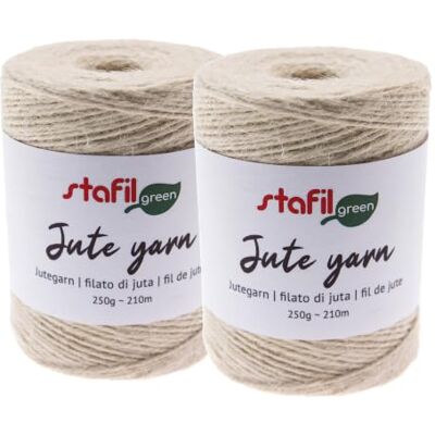 Stafil Lot de 2 pelotes de fil de jute Ø 2 mm 250 g 210 m Blanc Stafil Lot de 2 pelotes de fil de jute Ø 2 mm 250 g 210 m Blanc