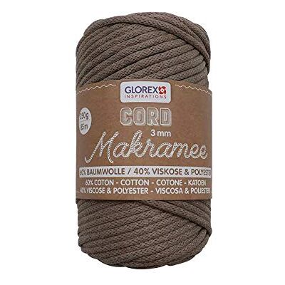 GLOREX 5 1006 03 – Macramé Cord 3 mm, fil textile super doux en 60% coton / 40% viscose, pour crochet, tricot, nouage et confection de textiles, 250 g, env. 85 m, tissé marron clair GLOREX 5 1006 03 – Macramé Cord 3 mm, fil textile super doux en 60% coton / 40% viscose, pour crochet, tricot, nouage et confection de textiles, 250 g, env. 85 m, tissé marron clair