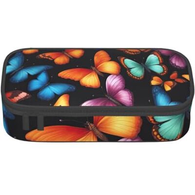 BGSHJVF Trousse à crayons haute capacité avec imprimé papillon coloré en tissu Oxford, pour crayons, stylos, plusieurs compartiments, design élégant BGSHJVF Trousse à crayons haute capacité avec imprimé papillon coloré en tissu Oxford, pour crayons, stylos, plusieurs compartiments, design élégant