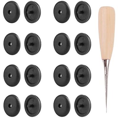 LEEQBCR LEEQ Lot de 15 boutons d'arrêt pour ceinture de sécurité de voiture avec boucle antidérapante et alêne avec manche en bois pour montage et démontage Noir LEEQBCR LEEQ Lot de 15 boutons d'arrêt pour ceinture de sécurité de voiture avec boucle antidérapante et alêne avec manche en bois pour montage et démontage Noir
