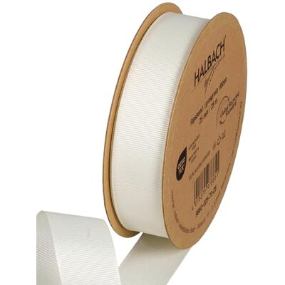Halbach Seidenbänder Ruban gros-grain de qualité supérieure Largeur : 25 mm Longueur : 25 m Ruban cadeau durable en polyester recyclé Idéal comme ruban Couleur : crème Halbach Seidenbänder Ruban gros-grain de qualité supérieure Largeur : 25 mm Longueur : 25 m Ruban cadeau durable en polyester recyclé Idéal comme ruban Couleur : crème