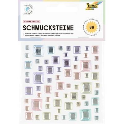 Folia 12315 Pierres décoratives SQUARE PASTEL, 67 strass carrés en 5 couleurs pastel, autocollants de 3 tailles, autocollants pour décorer et décorer Folia 12315 Pierres décoratives SQUARE PASTEL, 67 strass carrés en 5 couleurs pastel, autocollants de 3 tailles, autocollants pour décorer et décorer