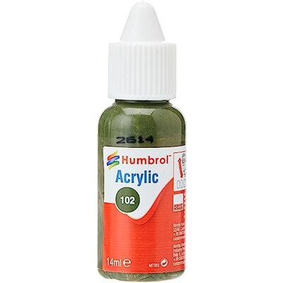 Humbrol Peinture acrylique pour modélisme DB0102 No 102 Vert militaire Mat (14 ml) Peinture acrylique pour modèles, plastique, métal, bois, verre, céramique et plus encore Flacon de peinture Humbrol Peinture acrylique pour modélisme DB0102 No 102 Vert militaire Mat (14 ml) Peinture acrylique pour modèles, plastique, métal, bois, verre, céramique et plus encore Flacon de peinture