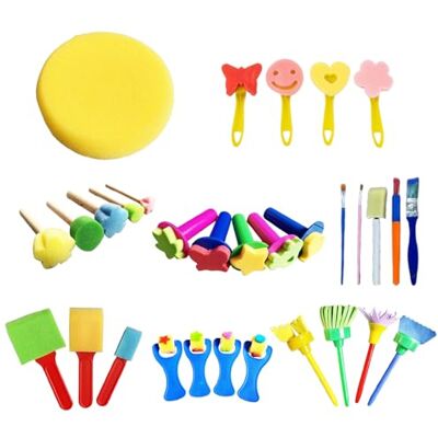 pclapora Lot de 31 éponges de peinture pour enfants, kit de pinceaux en mousse, outils de peinture pour enfants, artisanat et bricolage, peinture pclapora Lot de 31 éponges de peinture pour enfants, kit de pinceaux en mousse, outils de peinture pour enfants, artisanat et bricolage, peinture