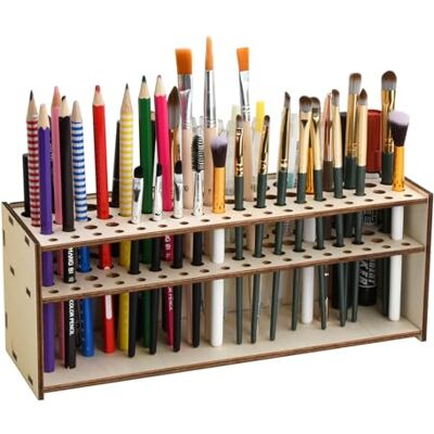 Cozlly Porte-pinceaux en bois Support pour pinceaux de peinture et maquillage Organiseur de crayons de couleur Cozlly Porte-pinceaux en bois Support pour pinceaux de peinture et maquillage Organiseur de crayons de couleur