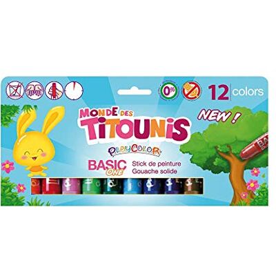 Playcolor One Stick de peinture solide x12 Coloris assortis tube de 10 gr Peinture Lavable idéal pour débuter (TITOUNIS ONE) Playcolor One Stick de peinture solide x12 Coloris assortis tube de 10 gr Peinture Lavable idéal pour débuter (TITOUNIS ONE)