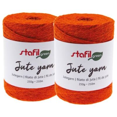 Stafil Lot de 2 pelotes de fil de jute Ø 2 mm 250 g 210 m Couleur orange Stafil Lot de 2 pelotes de fil de jute Ø 2 mm 250 g 210 m Couleur orange