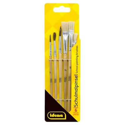 Idena 60104 – Pinceau d'école, 6 tailles, 3 pinceaux ronds et 3 pinceaux à poils non peints Idena 60104 – Pinceau d'école, 6 tailles, 3 pinceaux ronds et 3 pinceaux à poils non peints