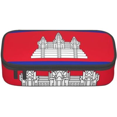 BGSHJVF Trousse à crayons haute capacité avec imprimé drapeau du Cambodge en tissu Oxford, pour crayons, stylos, plusieurs compartiments, design élégant BGSHJVF Trousse à crayons haute capacité avec imprimé drapeau du Cambodge en tissu Oxford, pour crayons, stylos, plusieurs compartiments, design élégant