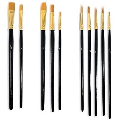 MSC Lot de 10 pinceaux en nylon multi-usages pour aquarelle, huile, gouache, peinture acrylique, céramique, artisanat d'art (noir) MSC Lot de 10 pinceaux en nylon multi-usages pour aquarelle, huile, gouache, peinture acrylique, céramique, artisanat d'art (noir)