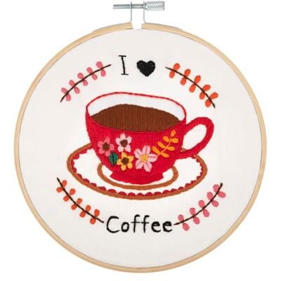 Trimits Kit de broderie – 15 cm pour débutant, comprend des fils en bambou, un tissu au dos et des instructions (français non garanti), I Love Coffee Trimits Kit de broderie – 15 cm pour débutant, comprend des fils en bambou, un tissu au dos et des instructions (français non garanti), I Love Coffee